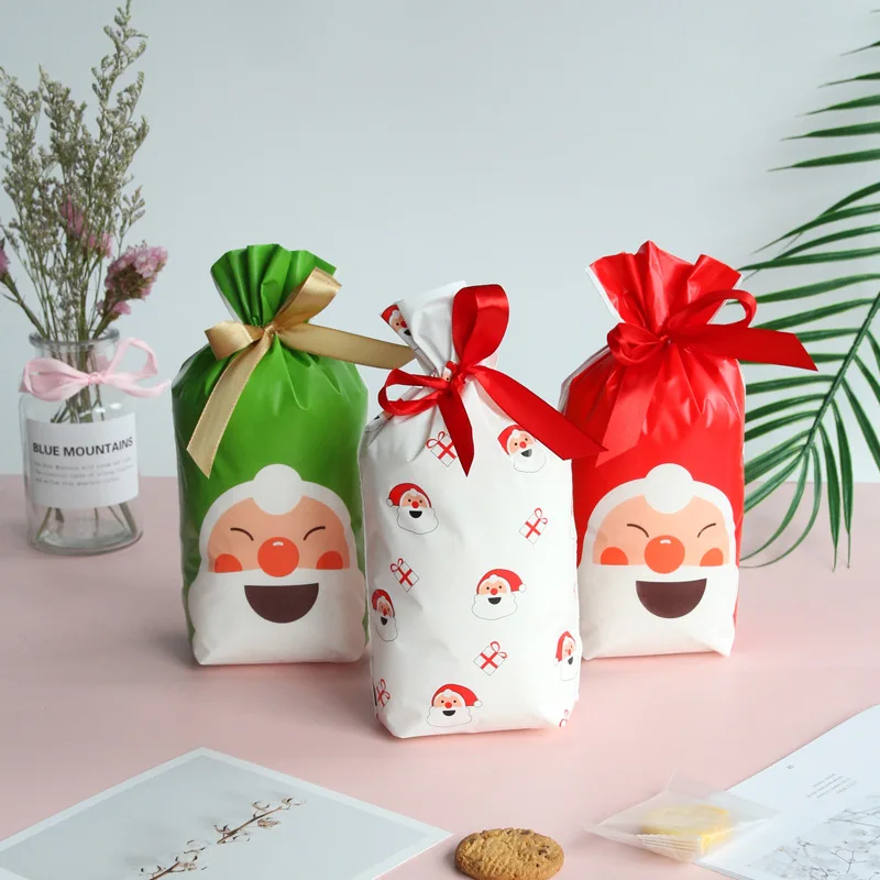 

SKTN 50 PCS/SET Christmas Gift Bag Holiday Decoration Bag Candy Cookie Snack Bag For Packaging Food Drawstring Bundle Pocket