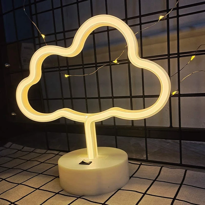 LED Warm White Neon Cloud Decoration Light Battery & USB Powered Night Party Children's Room | Освещение