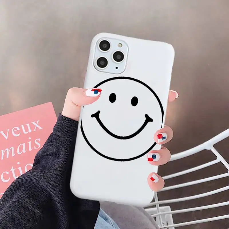 

Cartoon cute funny smiley expression Phone Case Candy Color for iPhone 6 7 8 11 12 s mini pro X XS XR MAX Plus