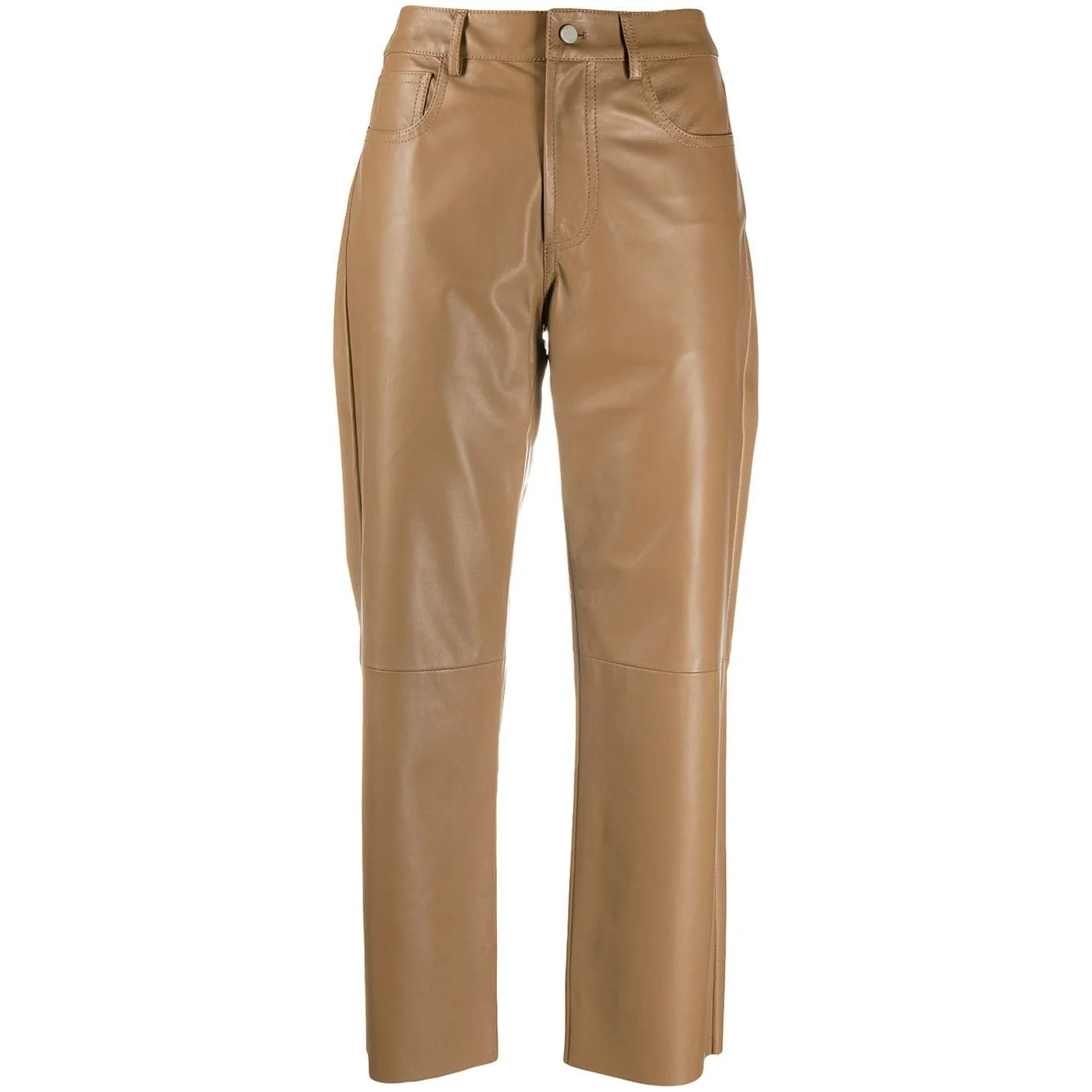 Real Leather Pants Metal Buttons Pure Color Genuine Sheep Leather Pants Female Was Thin Leather Pants With Pockets F2766
