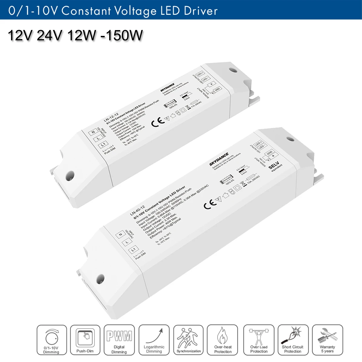 

0-10V 1~10V LED Dimming Driver;100V-240V To DC 24V 12V , 12W 40W 75W Led Single Color Strip Dimmable Power Driver PWM Push Dim