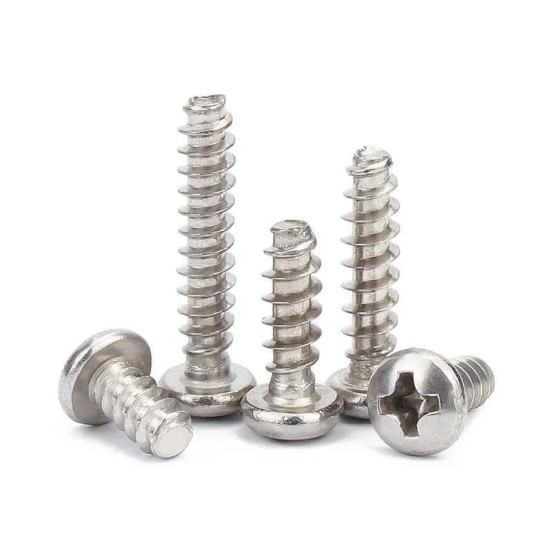 

10/50X 304 Stainless Steel Cross Recess Phillips Pan Round Head Flat End Self Tapping Screw M1.2 M1.4 M1.7 M2 M2.6 M3 M3.5 M4 M5