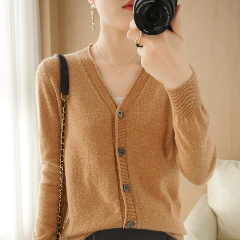 

Cashmere Sweater Cardigan Women Single Breasted Long Sleeve Elegant Vintage Cardigan Knitted Outwear
