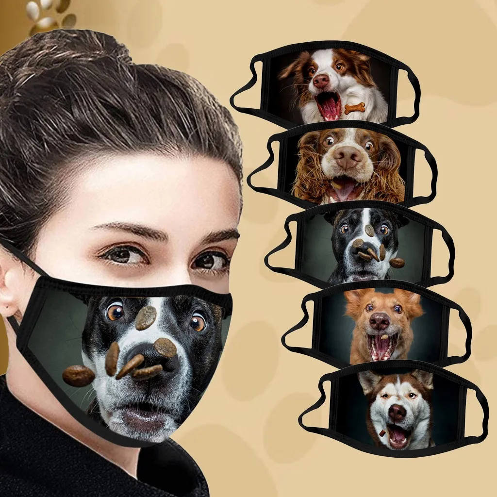 Забавная маска с принтом собаки для лица взрослых косплея на Хэллоуин защитная
