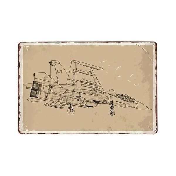 

Aircraft Structure Analysis Fighter Vintage Metal Signs Tin Poster Retro Painting Pub Bar Wall Decorative Home Decor 20X30cm