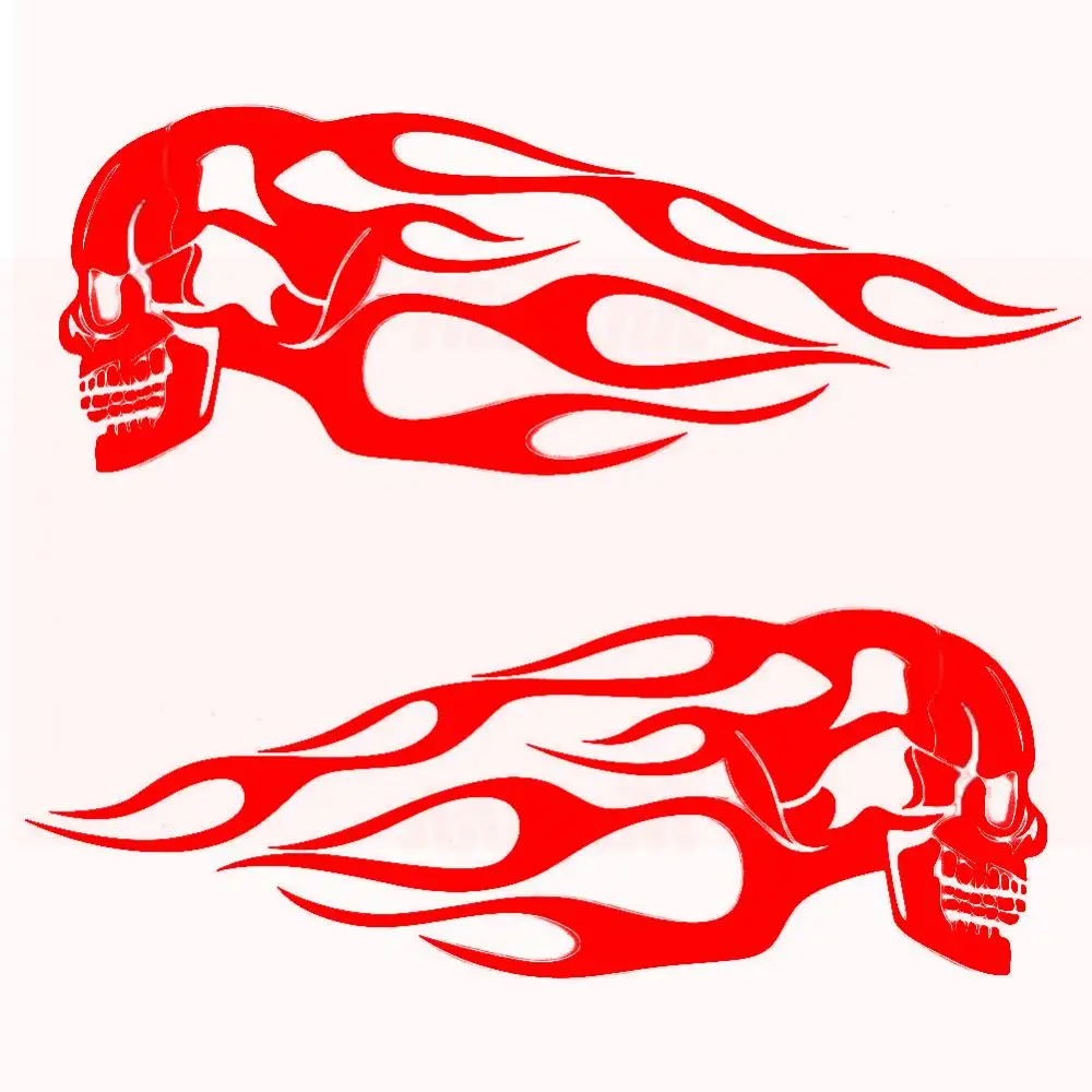 

Dropshipping 2Pcs Universal Motorcycle Gas Fuel Oil Tank Skull Flame Badge Decal Sticker