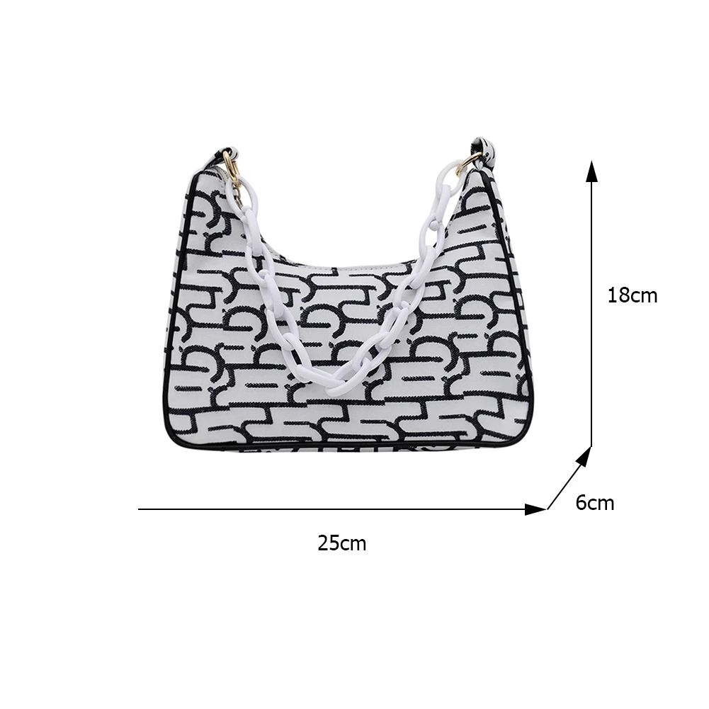 

Fashion Women Printing Shoulder Underarm Hobos Bag Casual Ladies Acrylic Thick Chain Small Handbags