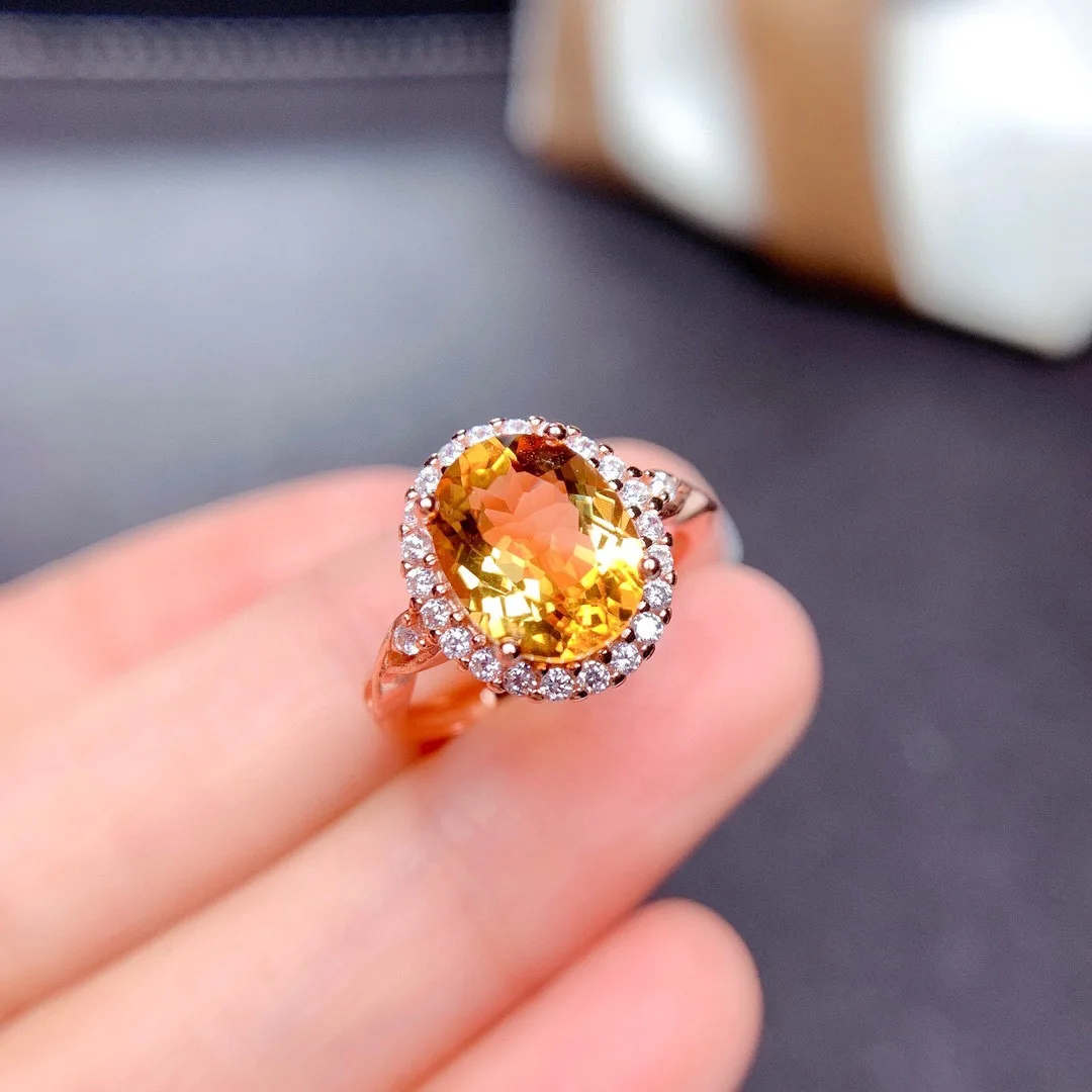 

2023 New Trend Oval Yellow Cyrstal Engagement Rings For Women Champagne Big Yellow Zircon Female Ring Jewelry Anniversary Gifts