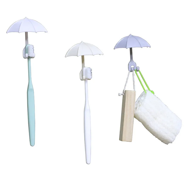 

3Pcs Umbrella Wall Hanger Toothbrush Holder Razor Socket Hook Men Shaving Shaver Shelf Organizer for Bathroom
