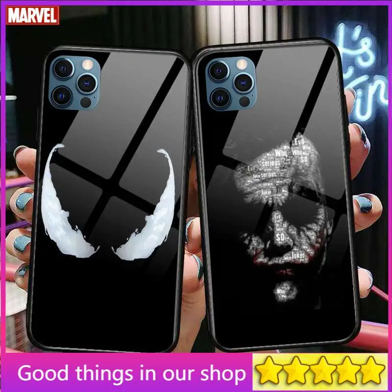 Роскошный чехол из стекла Marvel Venom для iphone 13 12 11 Pro Max 12Pro XS XR X 7 8 Plus SE 2020 mini с