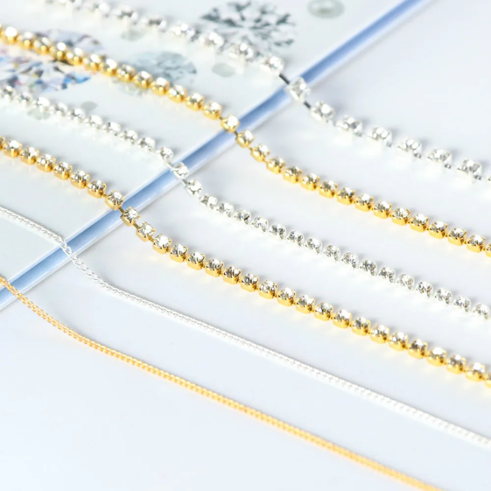 Модные 3D Золотой Серебряный ноготь с металлической цепью цепь стального шарика в