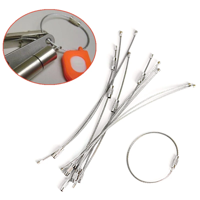 

10PCS Stainless Steel Wire Keychain Cable Rope Key Holder Keyring Key Chain Rings Women Men Jewelry Key Holder Gifts