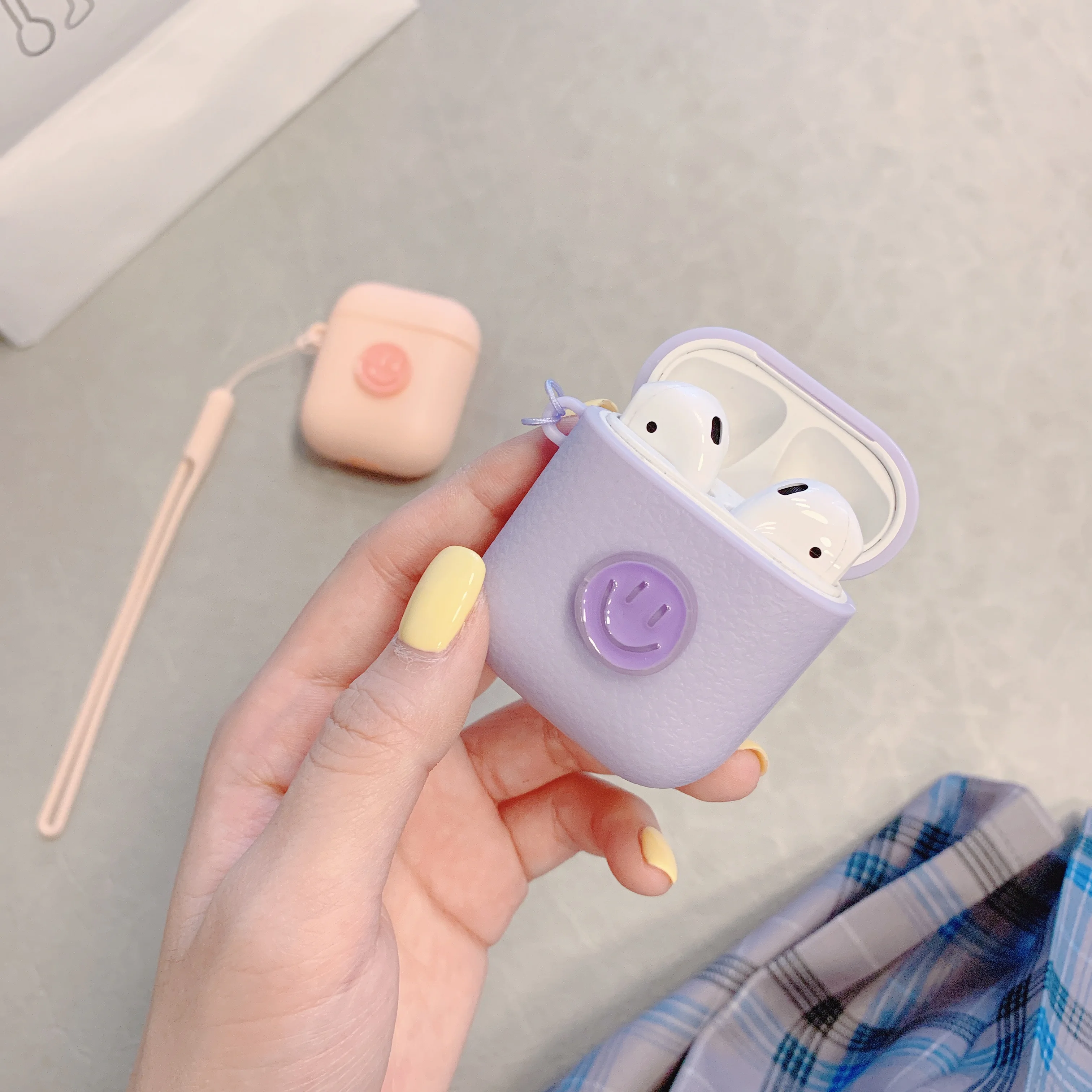 Чехлы с мультяшной улыбкой для AirPods12 Bluetooth беспроводные наушники корейский