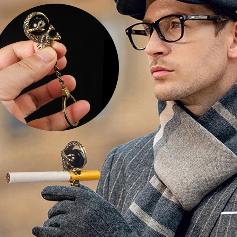 Портативный брелок держатель сигарет практичный зажим на палец медное кольцо