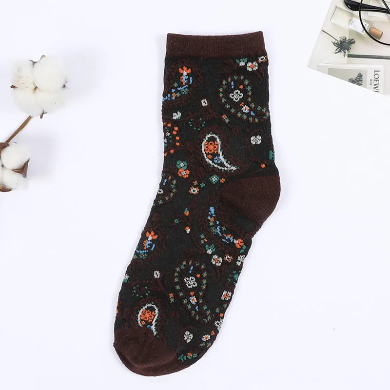 Женские Жаккардовые носки Jeseca теплые хлопковые до щиколотки с тотемным рисунком