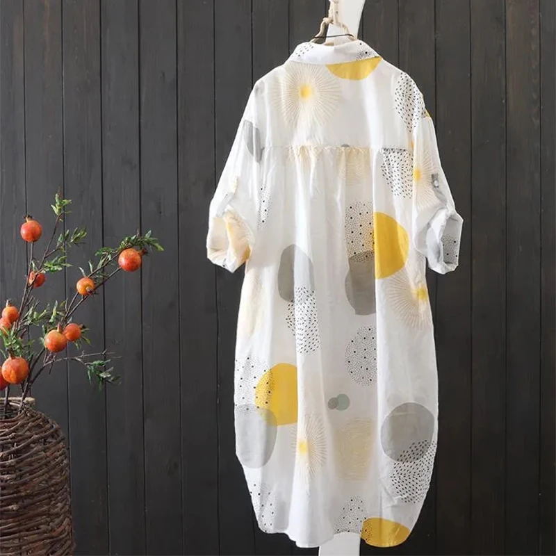 Солнцезащитная рубашка средней длины с принтом женская мода лето 2021 Новинка