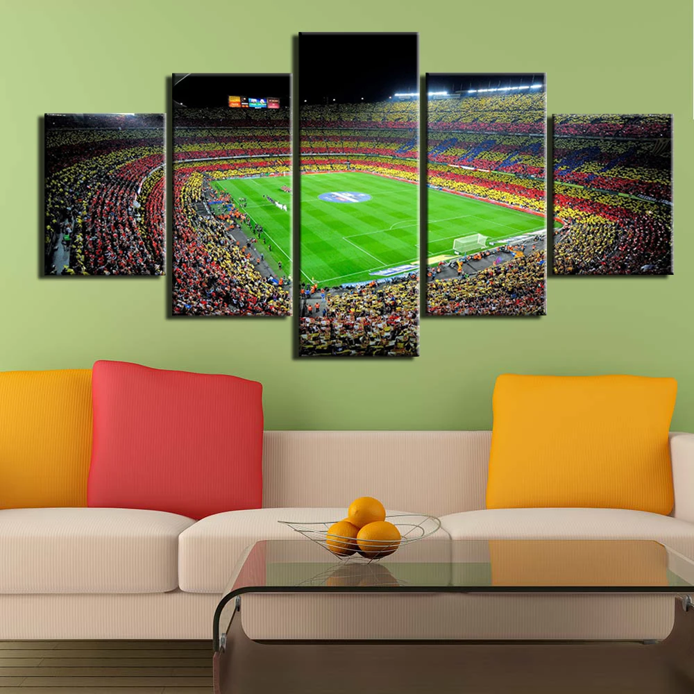 

No Framed Canvas 5Pcs Soccer Stadium football Sports Posters Wall Art Pictures Decoration Home Decor for Living Room Paintings