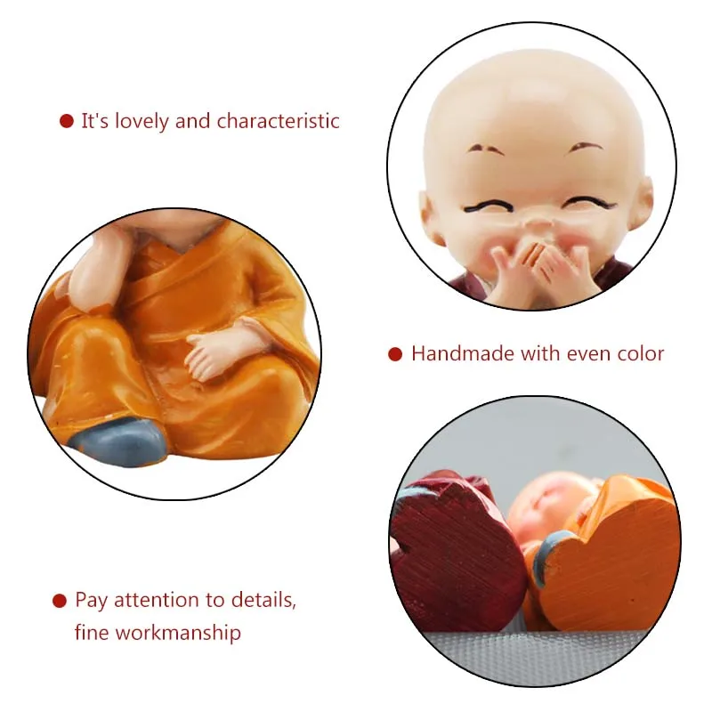 4 шт./компл. милые скульптуры маленького монаха Креативные Куклы Будды поделки из