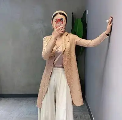 Тренчкот Miyake с отложным воротником жаккардовая Длинная ветровка на одной