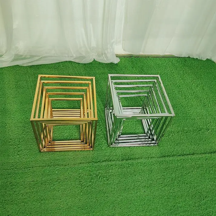 Soporte de flores de hierro, accesorios de boda, estante cuadrado Artificial, arco Gu&iacute;a T, decoraci&oacute;n de mesa, 5 unids/set por juego-2