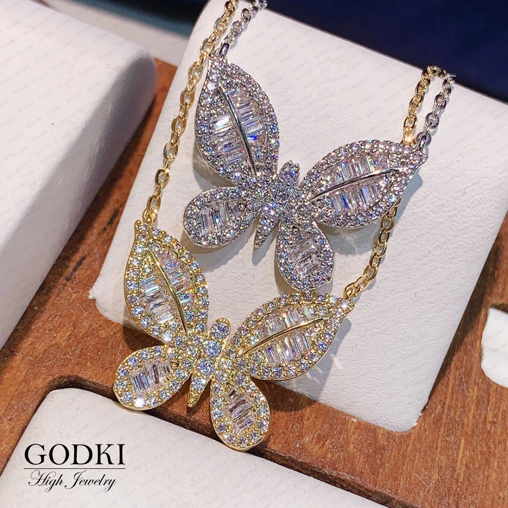 GODKI роскошное ожерелье с бабочкой персонализированное насекомые штабелируемое