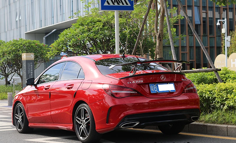 Для Mercedes-Benz CLA W117 CLA180 CLA200 CLA250 CLA260 углеродного волокна задний спойлер, крыло, багажник V Стиль-UP