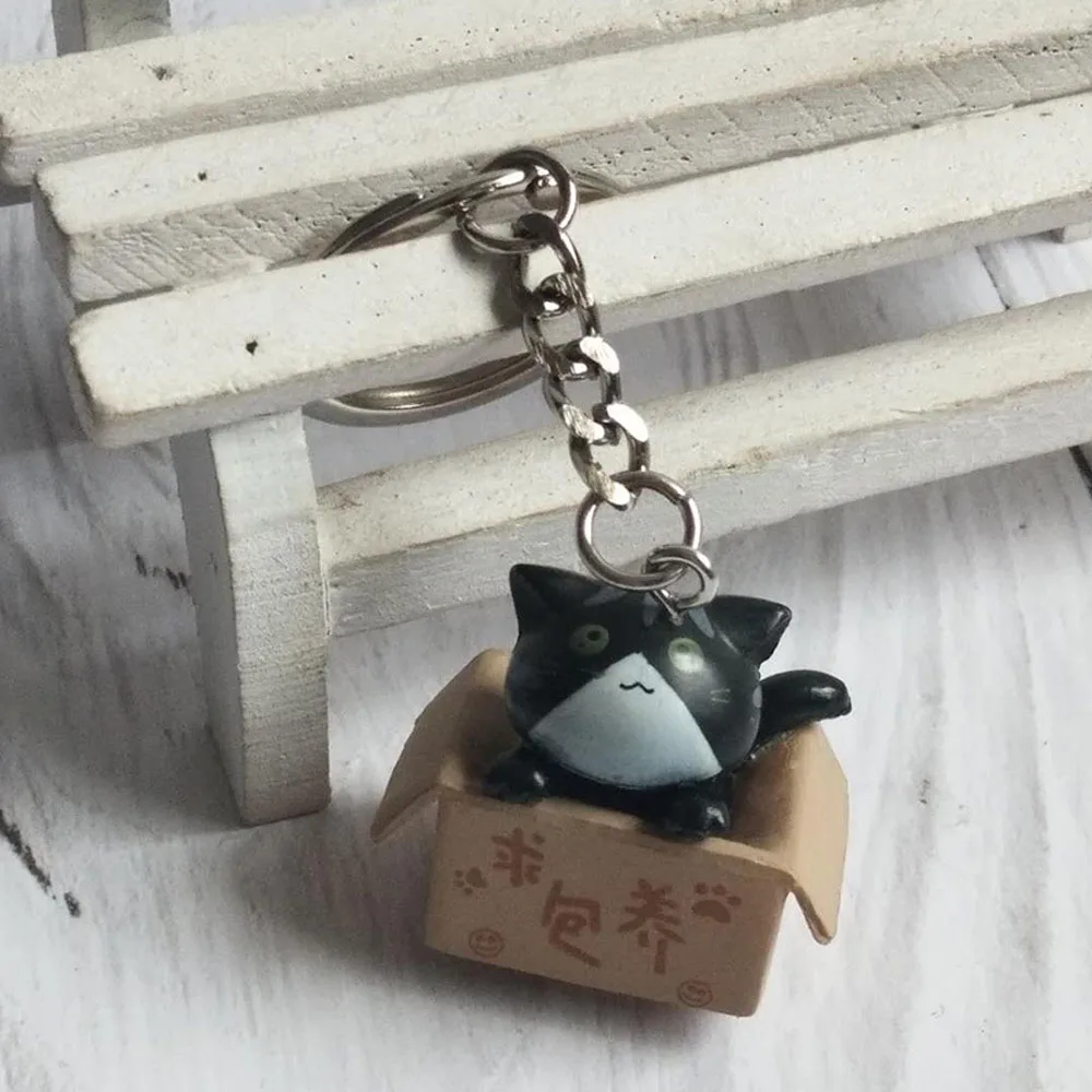 Красочный креативный брелок персональный милый маленький кот коробка для женщин