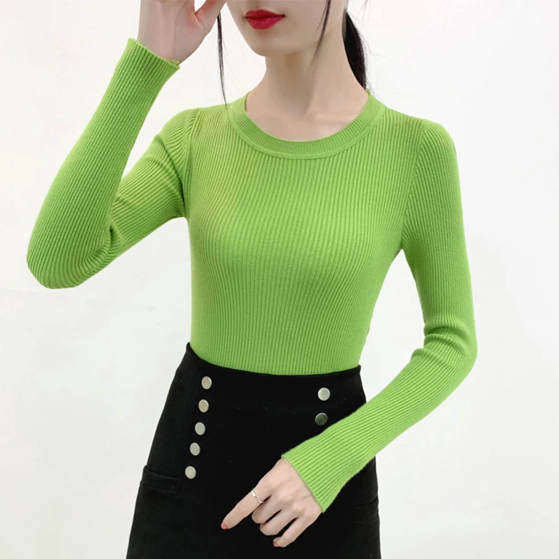 Свитер женский хлопковый с круглым вырезом Осень-зима 2021 | Женская одежда