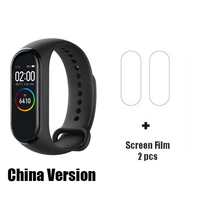 Mi 4 CN Version film Xiaomi mi band 3 mi Band 4 новейший музыкальный умный Браслет пульсометр фитнес 135 мАч 3 Цвета экран Bluetooth 5,0 - Цвет: Mi 4 CN Version film