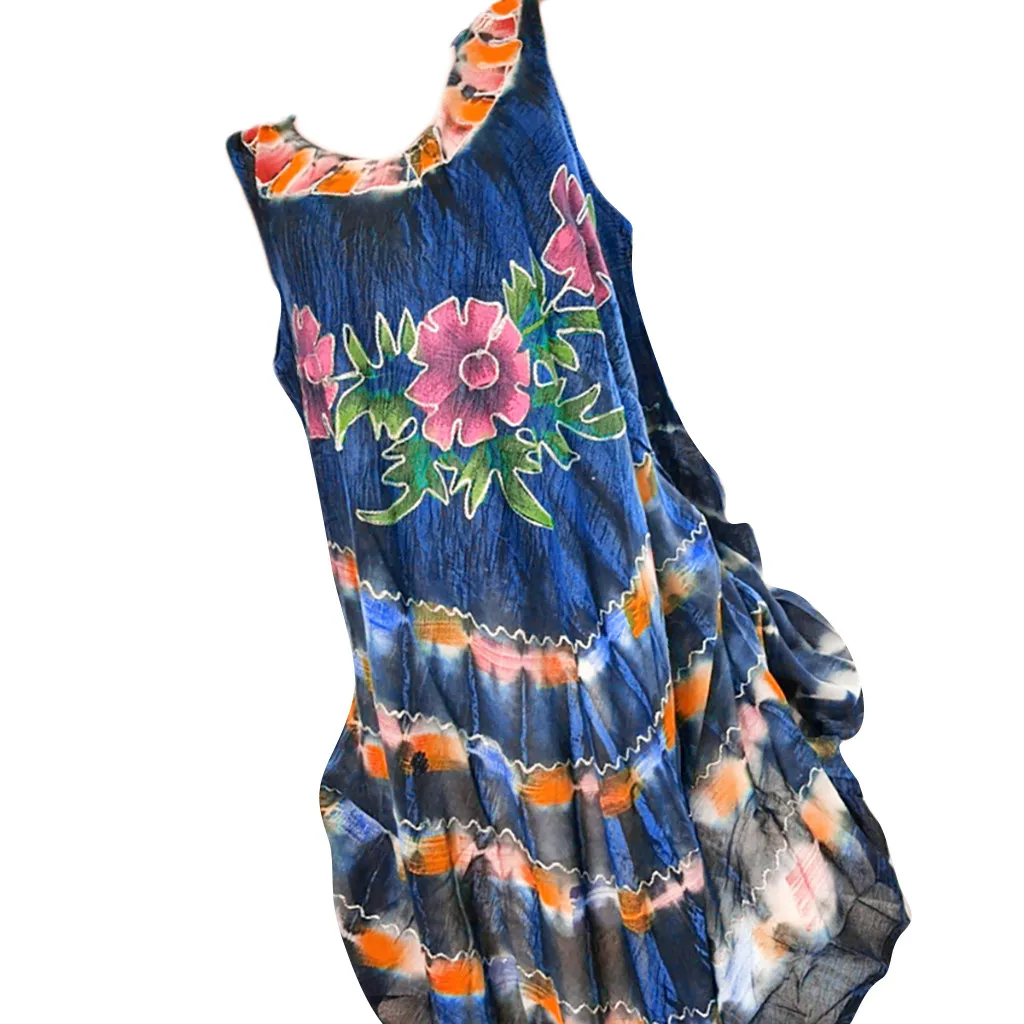 Женское летнее платье SAGACE повседневное пляжное без рукавов с круглым вырезом и