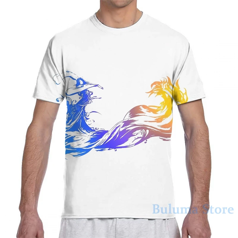 Final Fantasy х Мужская футболка для женщин со сплошным принтом Модная девочек топы