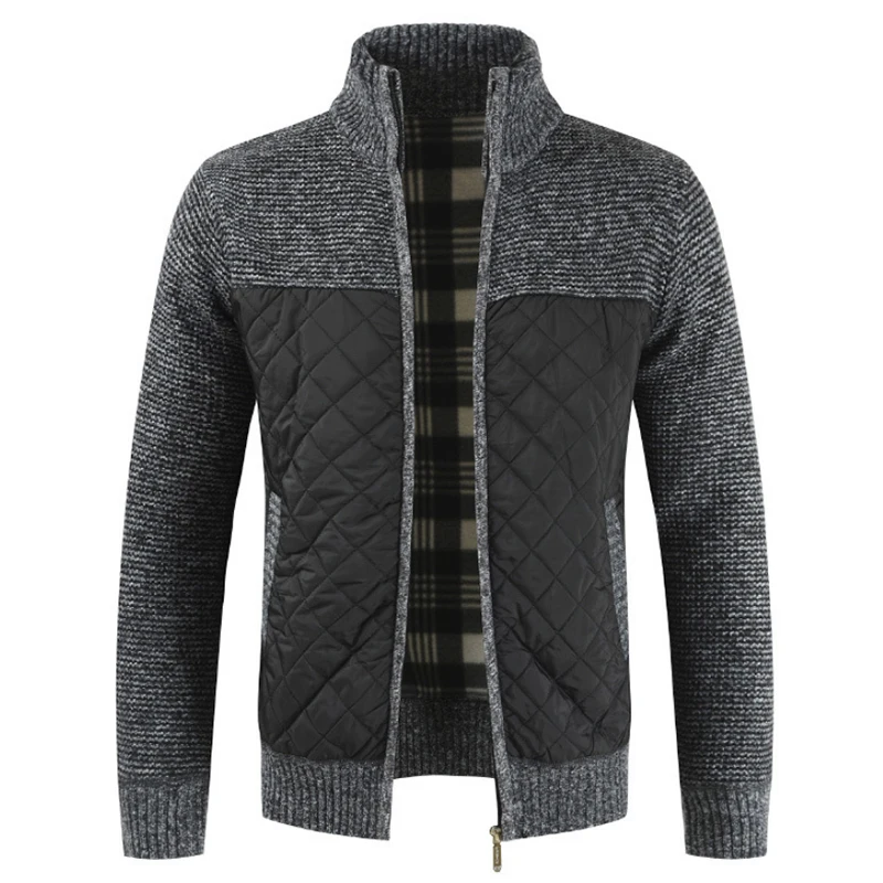 Новинка осени 2019 мужской толстый свитер полосатый на молнии с воротником-стойкой