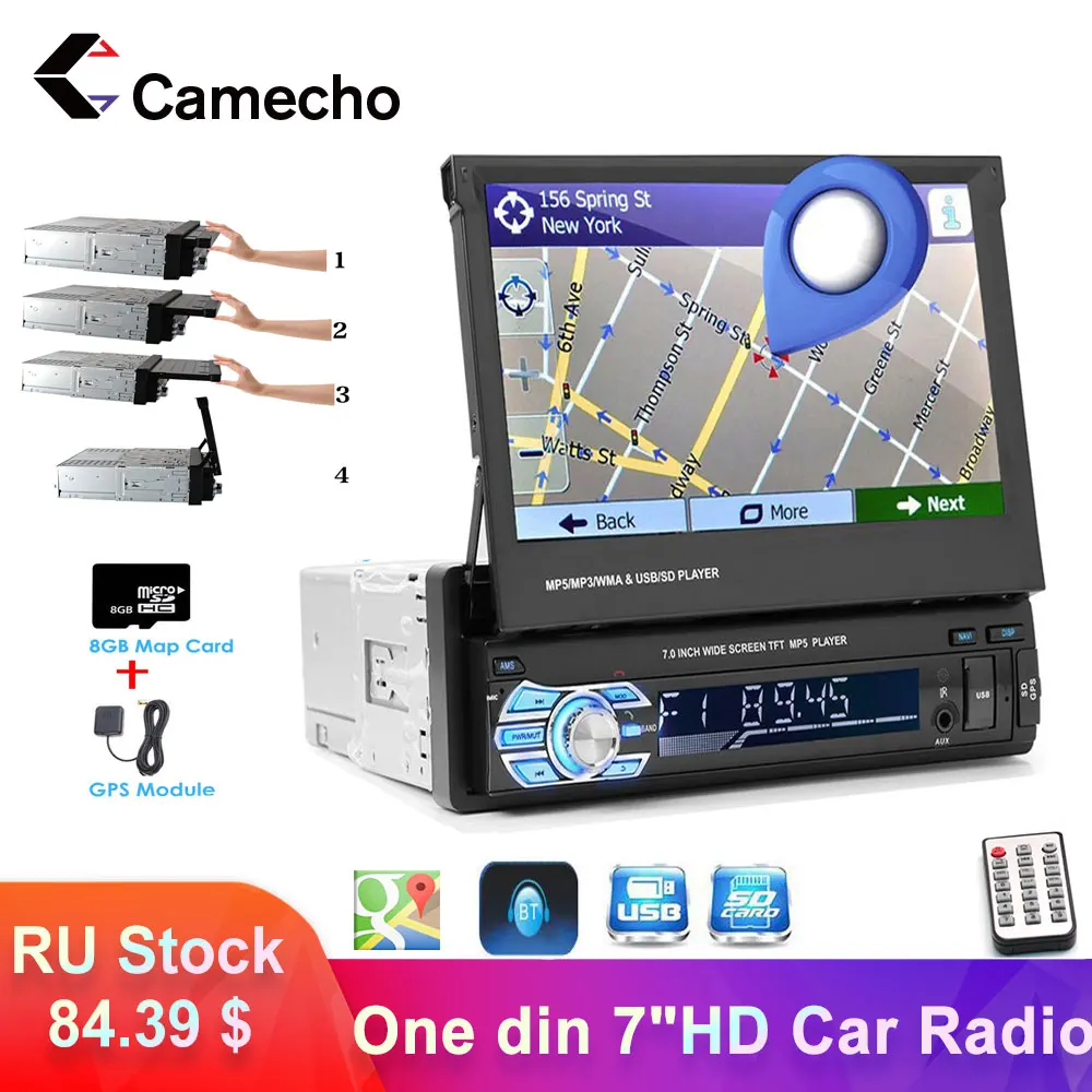 Camecho 1 Din автомобильный Радио Мультимедийный видео плеер GPS Navi Android Зеркало Ссылка