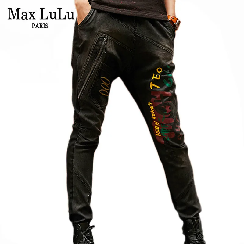 Max LuLu Роскошные брендовые эластичные женские рваные джинсы в стиле панк черные женские обтягивающие повседневные винтажные джинсовые шаровары размера плюс