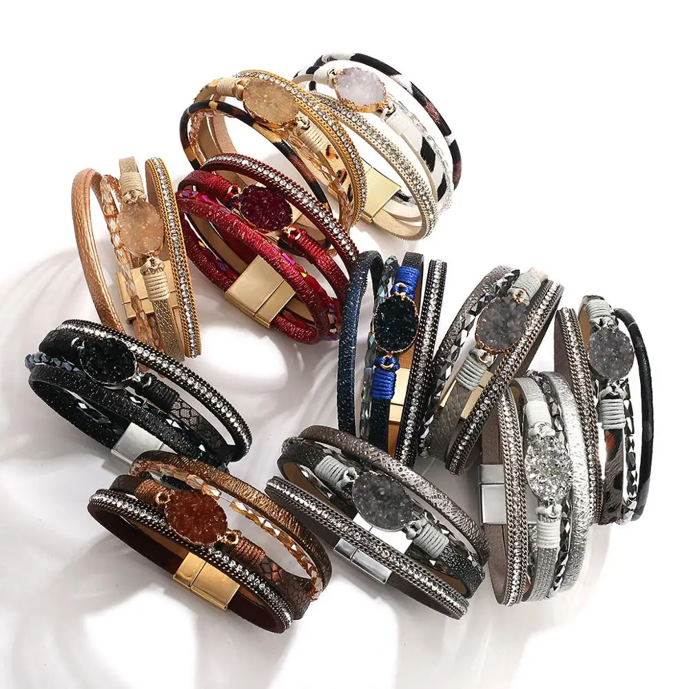 Amorcome смолы каменные очаровательные женские зимние сапоги кожаные браслеты