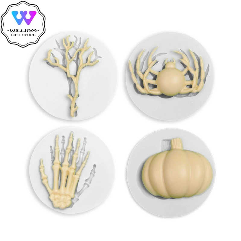 Форма для мастики на Хэллоуин в виде тыквы паука скелета руки мертвые ветки
