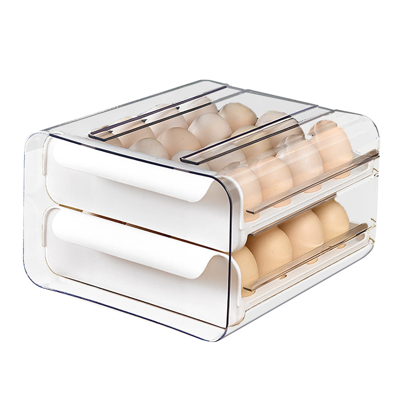 

Double-layer egg rack, large capacity egg storage box, plastic transparent egg tray, plastic egg dispenser, air tightness