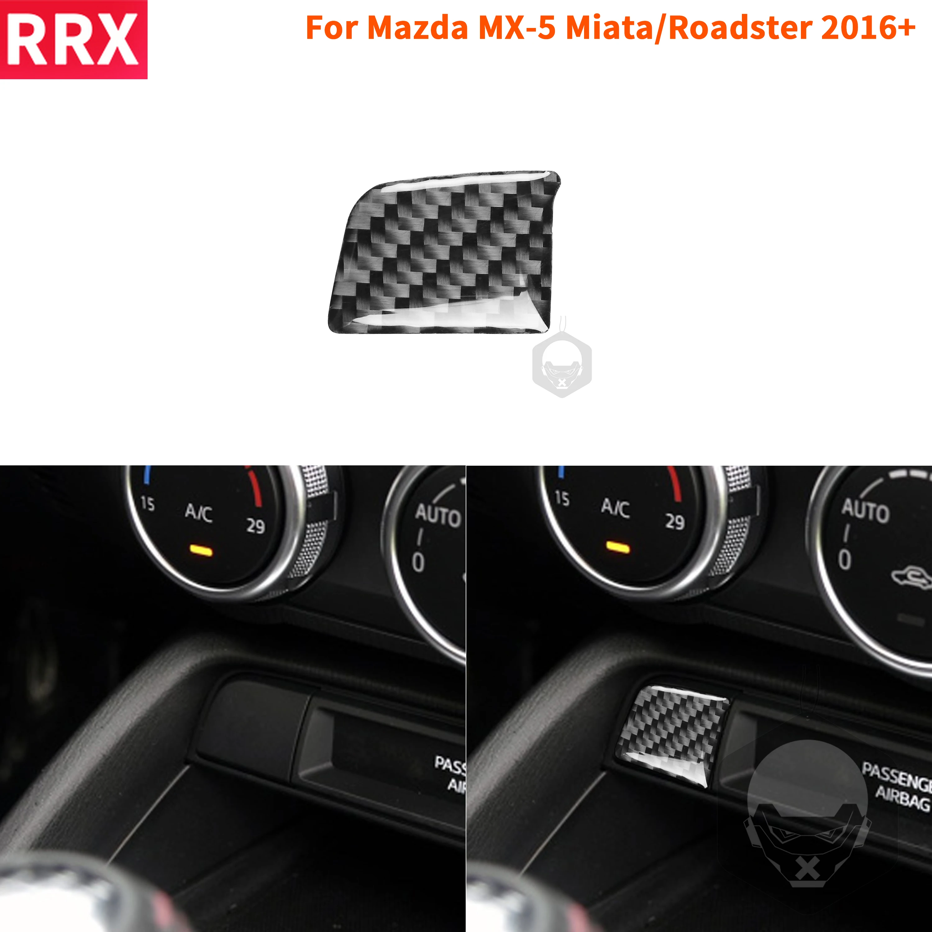 

RRX For Mazda MX-5 Miata Carbon Fiber Center Storage Button Switch Cover Trim Sticker 2016-2020 MX5 ND Interior Car Accessories