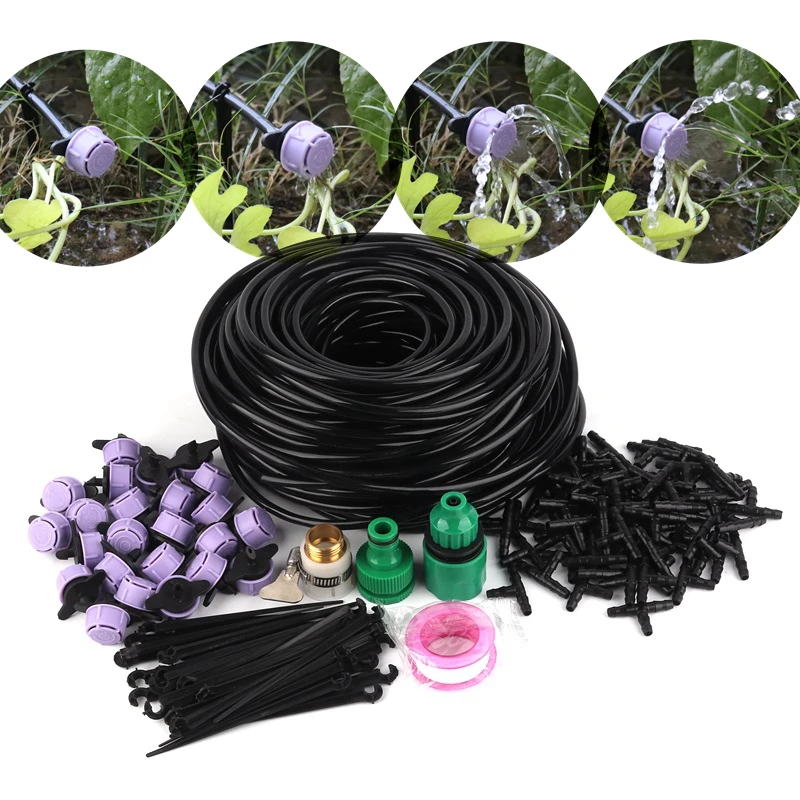 

5m~50m Watering Kits 5 Holes Purple Pressure Compensation Dripper with 4/7mm Hose Garden DIY Irrigation Kits