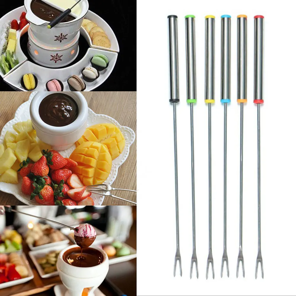 Лучший 6 шт./компл. Нержавеющая сталь вилка для шоколада горячий горшок вилки сыр