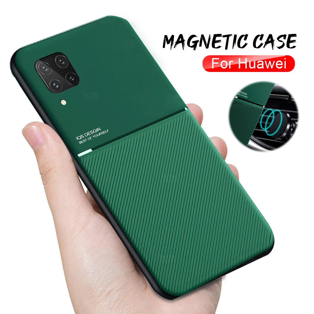 Чехол с магнитным держателем для huawei p30 pro p40 lite p20 honor 10i 10 20 30s 8a 9 x 30 кожаный |