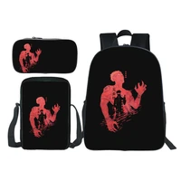 jujutsu kaisen backpack 3 piecesset teens all match simplicity school bag trendy and casual all match bookbag print bags
