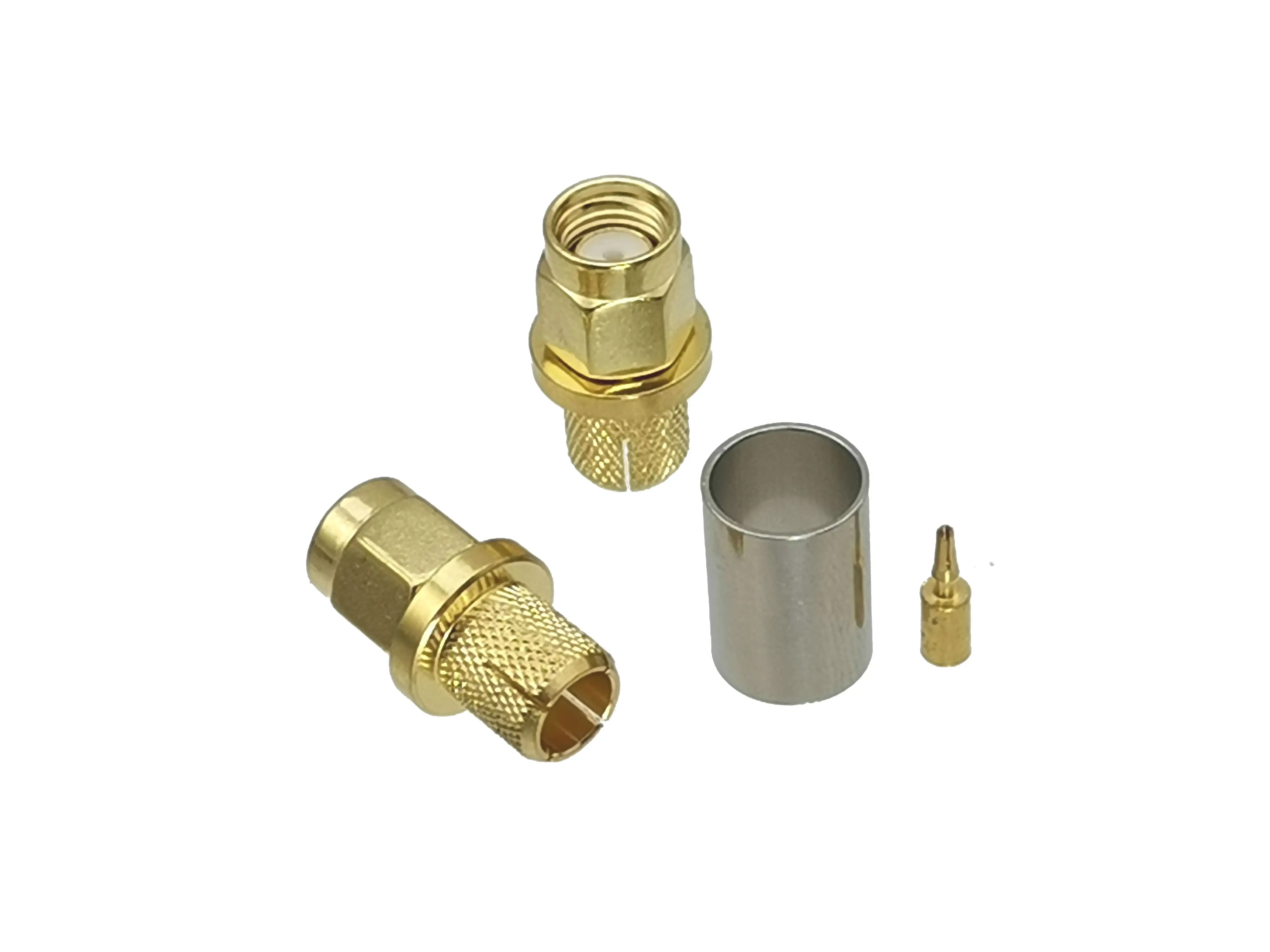 Коннектор RP.SMA типа male jack crimp RG5 RG6 5D FB LMR300 прямой кабель|Соединители| |