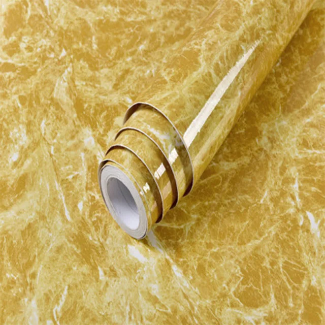 Gold Yellow Стиль 1 метр водонепроницаемые виниловые мраморные обои самоклеящиеся современные настенные наклейки для гостиной кухни DIY украшение комнаты - Цвет: Gold Yellow