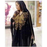 plus size african dresses for women dashiki diamond beads african clothes abaya dubai robe evening long muslim dress hooded cape