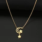 Ожерелья из нержавеющей стали, изысканная Ретро цепочка с подвеской в виде Луны и звезды, изящный чокер, эстетическое модное ожерелье для женщин, ювелирные изделия, подарки