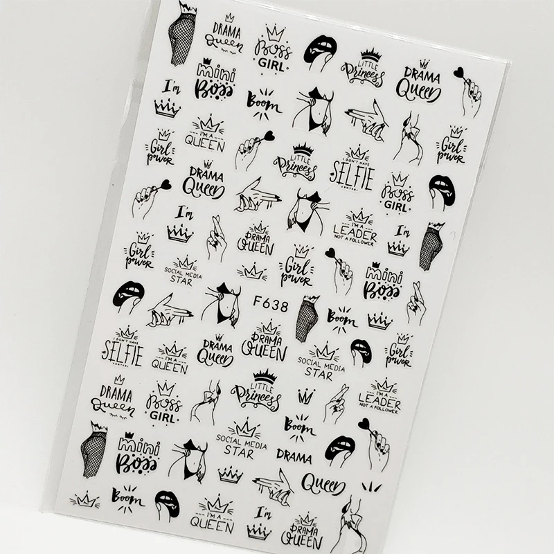 3D наклейки для ногтей Геометрические Животные украшения слайдер панда волк