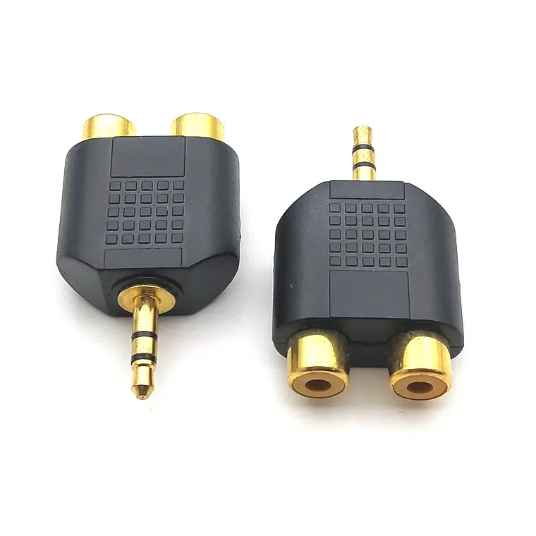 Позолоченный стерео аудио сплиттер Y адаптер 3 5 мм к RCA мама|stereo to rca|stereo audio splitterstereo