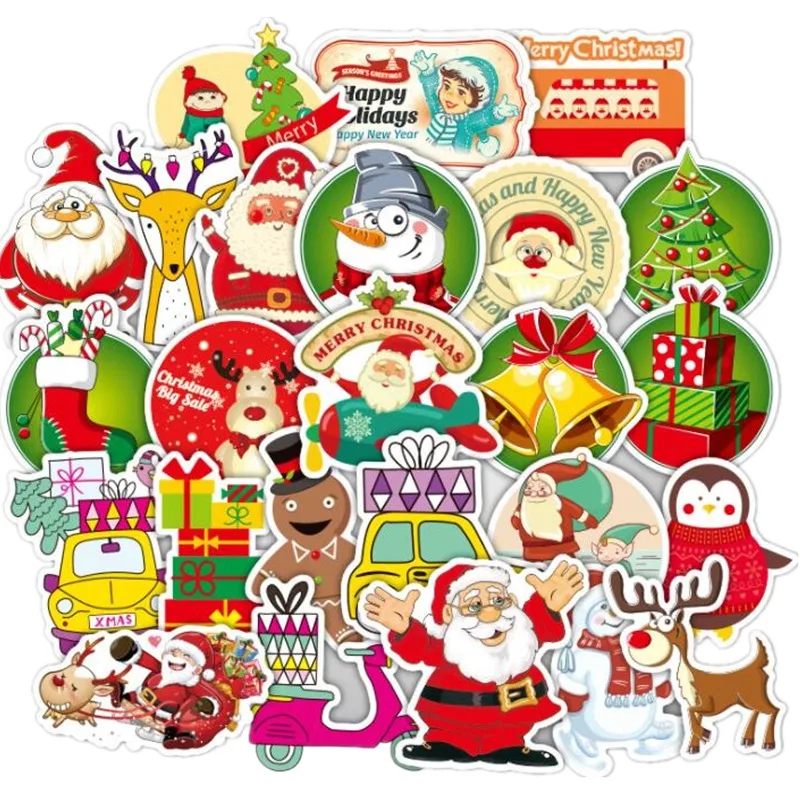 

52pcs6-15cm Рождественская наклейки для ноутбука чемодан Граффити стикер