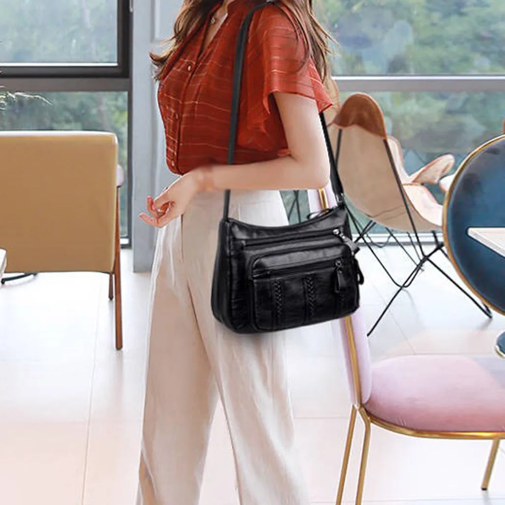 Сумка мессенджер Женская однотонная модный саквояж на плечо в повседневном